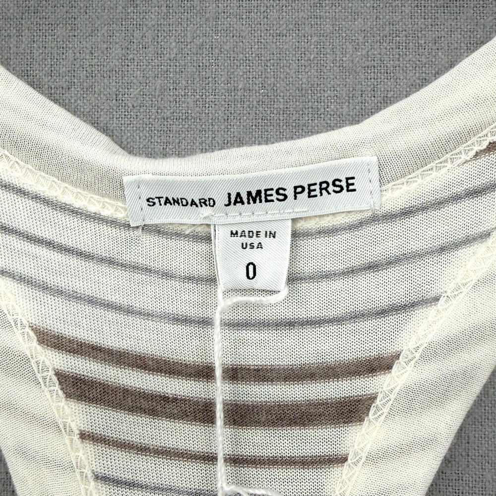 ENZA COSTA Striped Racerback Tank Top Women XS White Brown Gray Quiet Luxury NEW - Picture 9 of 14